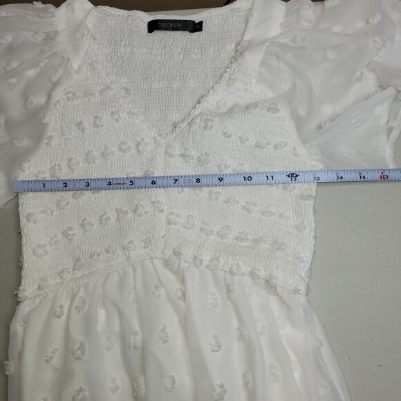 Teacrew Babydoll Mini Dress Size Small White Smocked Romantic Ruffles Boho Tired - Picture 9 of 12